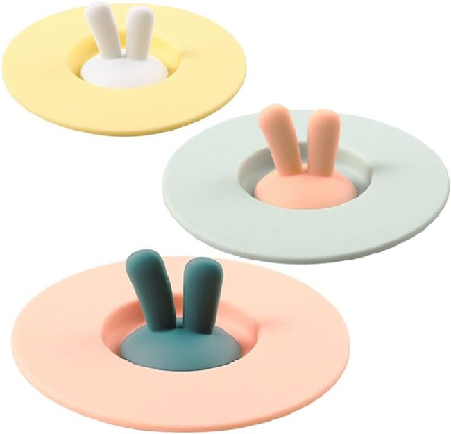 Silicone  Lids Set of 3, Food Grade Rabbit Ear Silicone  Covers Anti-dust Airtight Seal for Mugs, Tea s, Hot  Lids, Coffee