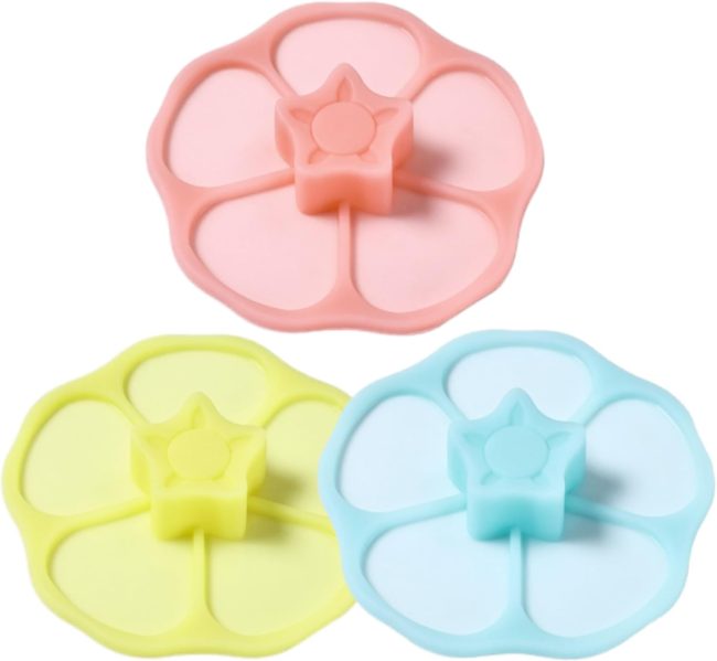 Sunflower Silicone  Covers (Set of 3), Multicolored Silicone Lids for Mugs, s, Flexible Mug Covers, Tea Pots, Hot  Lids for Coffee & Tea