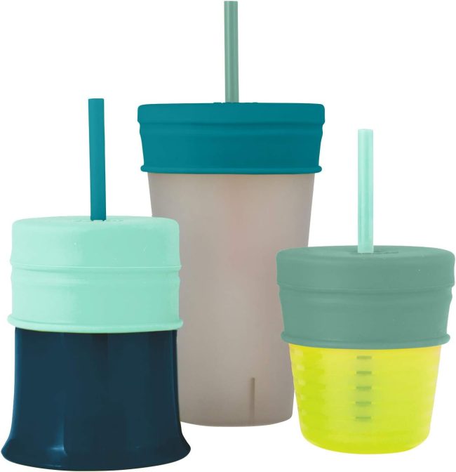 Silicone Sippy  Lids and Straws - Includes 3 Lids and 3 Straws - Convert Any Kids s or Toddler s into Straw Sippy s - Toddler Feeding Supplies and Travel Essentials - Green - Image 2