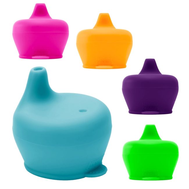 Silicone Sippy  Lids - Spill Proof, Fits Any , BPA-Free, Durable & Soft for Babies & Toddlers, Quick to Attach - 5 Pack Silicone Lids for s (Purple, Pink, Green, Orange, Teal)