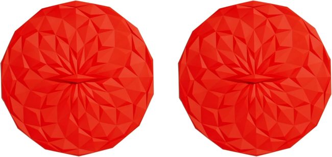 Premium Silicone Round Lid, 4 Inches, Red, 2 Pack