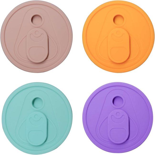 4 Pack Silicone Lids for Glass s with Bamboo Lids and Straws, 2.75inch/70mm Silicone Lids for 16OZ Beer Can s with Wooden Lids, Replacement Canning Lids for 20OZ 24OZ Glass s
