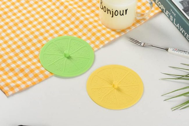 4Pack Cute Silicone Cup Lids Cover, Creative Lemon Fresh Fruit Food Grade Rubber Airtight Seal Suction Cap for Drink Glass Coffee Mug Can - Image 2