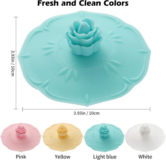 rose Silicone  Covers (Set of 4) ， Multicolored Silicone Lids for Mugs, s, Tea Pots,Flexible Mug Covers，Hot  Lids for Coffee & Tea - Image 2