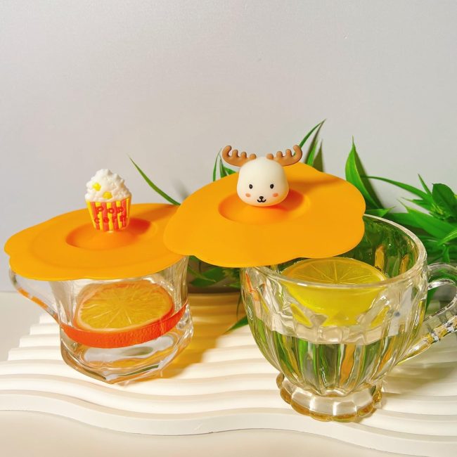 Silicone  Covers (Set of 2), Multicolored Silicone Lids for Mugs, s, Flexible Mug Covers, Tea Pots, Hot  Lids for Coffee & Tea - Image 2