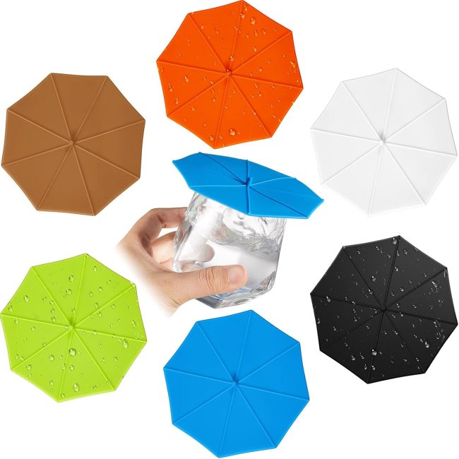 6 Pcs Silicone  Covers 4.13 Inch Umbrella Silicone  Lids Flexible Coffee Mug Covers Reusable Mug Lid for Coffee Tea(Multi Color)