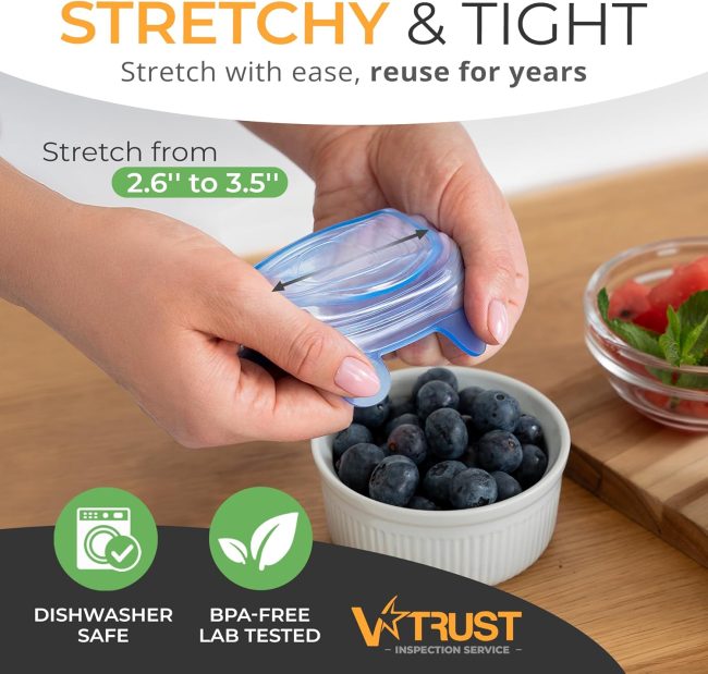 Silicone Stretch Lids 6-Pack Small for Fresh Food Storage - Seal in Flavors, Keep Food Fresh and Reduce Waste - Image 2