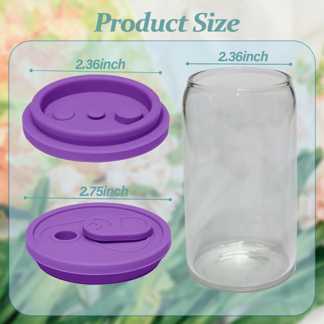 4 Pack Silicone Lids for Glass s with Bamboo Lids and Straws, 2.75inch/70mm Silicone Lids for 16OZ Beer Can s with Wooden Lids, Replacement Canning Lids for 20OZ 24OZ Glass s - Image 2