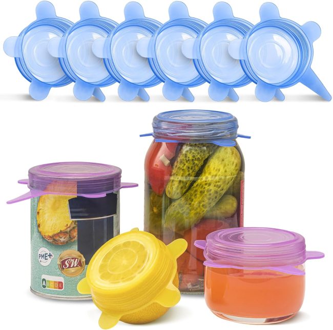 Silicone Stretch Lids 6-Pack Small for Fresh Food Storage - Seal in Flavors, Keep Food Fresh and Reduce Waste